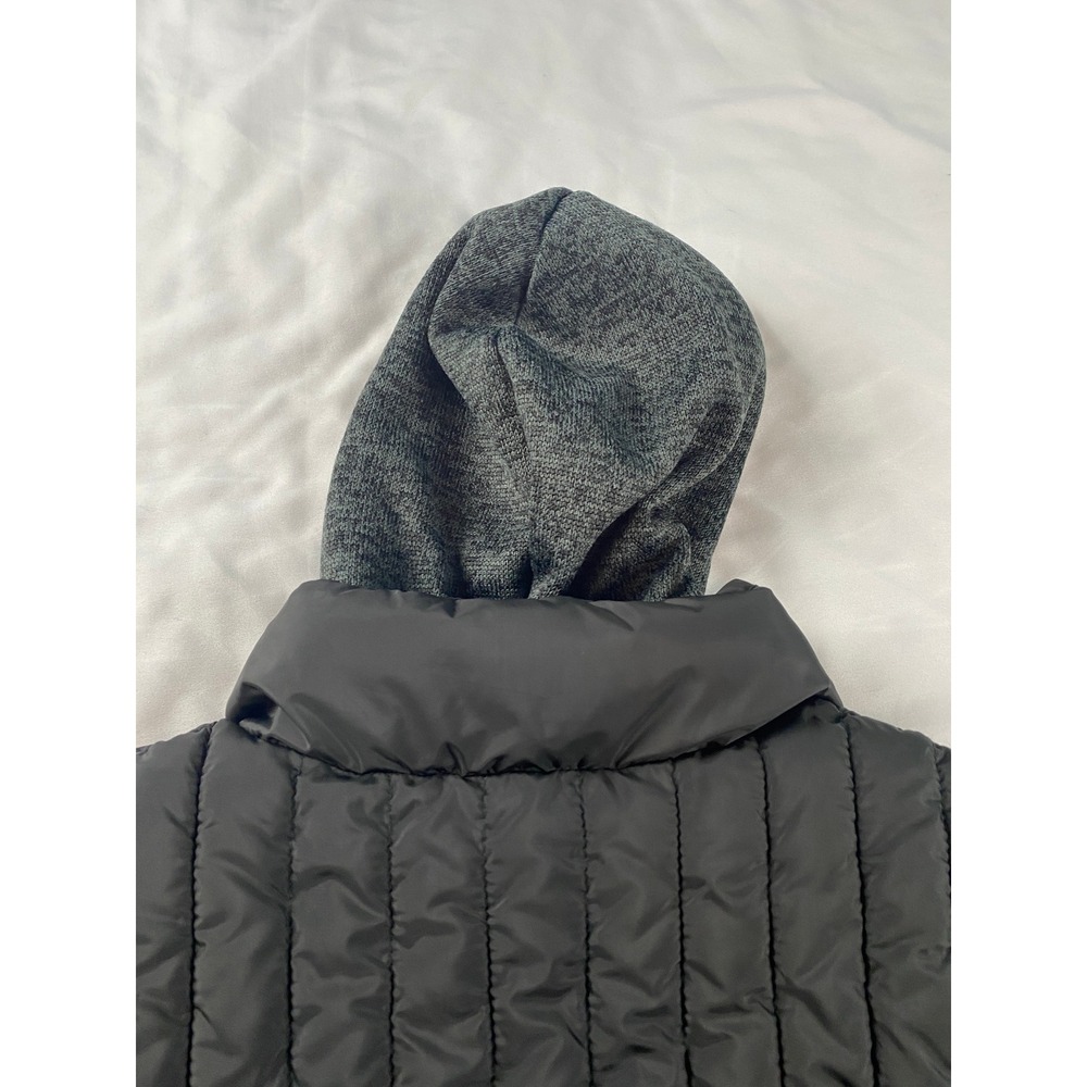 Hurley Hybrid Puffer Jacket Boys Large 12-13 Black Gray Excellent Hooded Zip - Picture 10 of 13